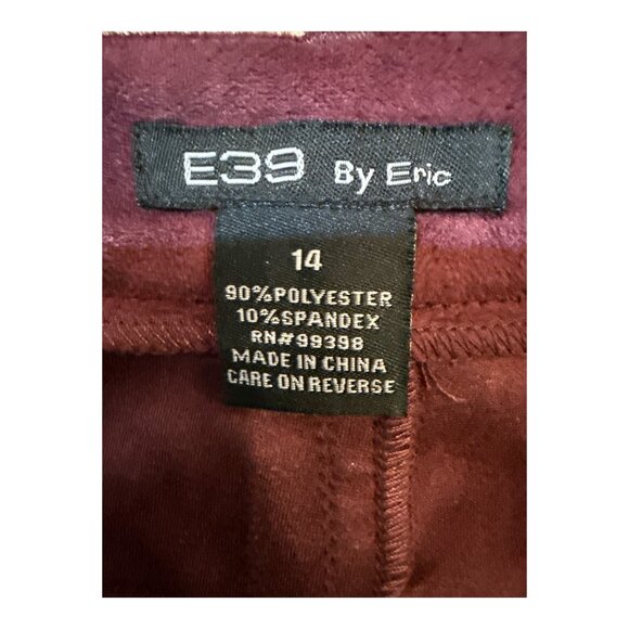 E39 by Eric Size 14 Purple Faux Suede Stretch Alligator Pattern 5-Pocket Pants - Picture 6 of 8